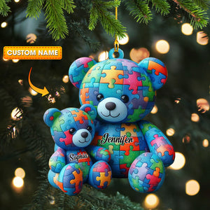 Autisum Bear Ornament, Personalized Ornament