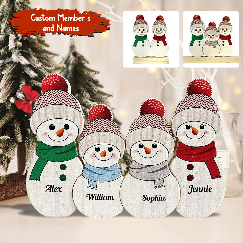 Christmas Personalized Wooden Snowman Family - Puzzle Wooden Snowman Family - Wooden Pet Carvings