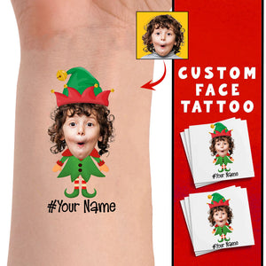 Standing Christmas Kid, Custom Photo And Text Temporary Tattoo, Personalized Tattoo, Fake Tattoo