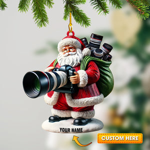 Santa Photographer Home Decor Christmas Ornament, Personalized Ornament