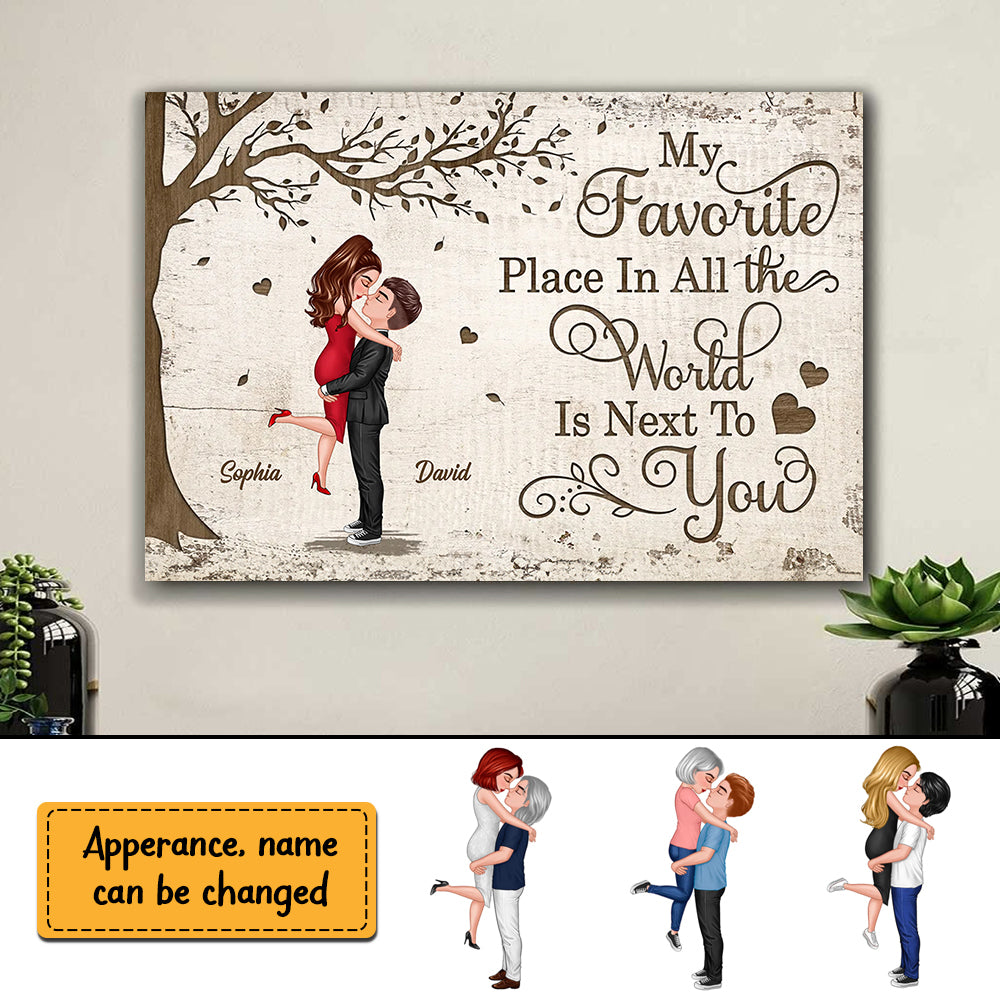 My Favorite Place In The World Is Next To You - Personalized Appearances And Texts Canvas - Family Decor, Couple Gift