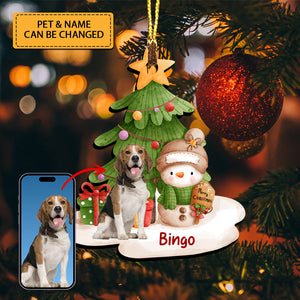 Christmas Tree And Pet - Personalized Photo Custom Shaped Wooden Ornament - Gift For Pet Lover, Christmas Gift