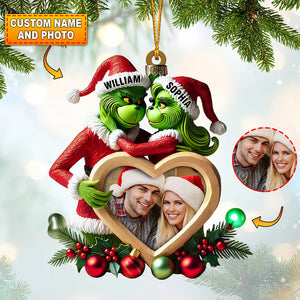 Heart Photo Couple ELF Home Decor Christmas Ornament, Personalized Ornament