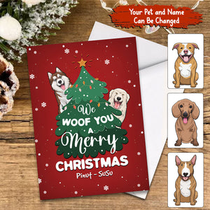 Merry Christmas Card, Personalized Card with Dog Name Photo, Christmas Papercut Card, Gift For Dog Lovers