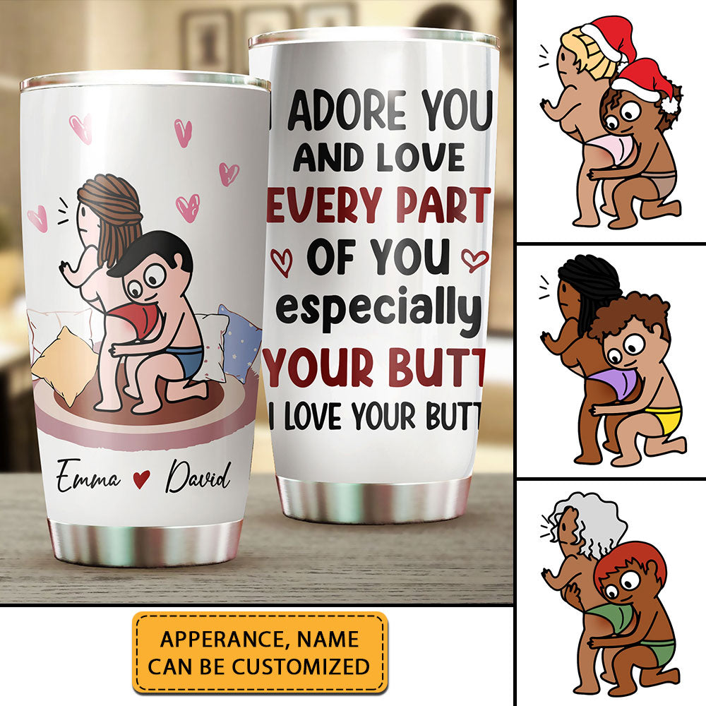 I Adore You Every Part - Personalized Tumbler - Custom Appearance and Names - Gift Idea For Lover