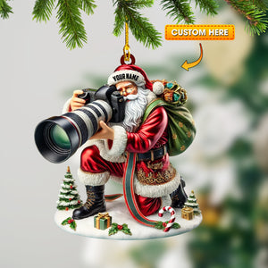 Santa Photographer Home Decor Christmas Ornament, Personalized Ornament