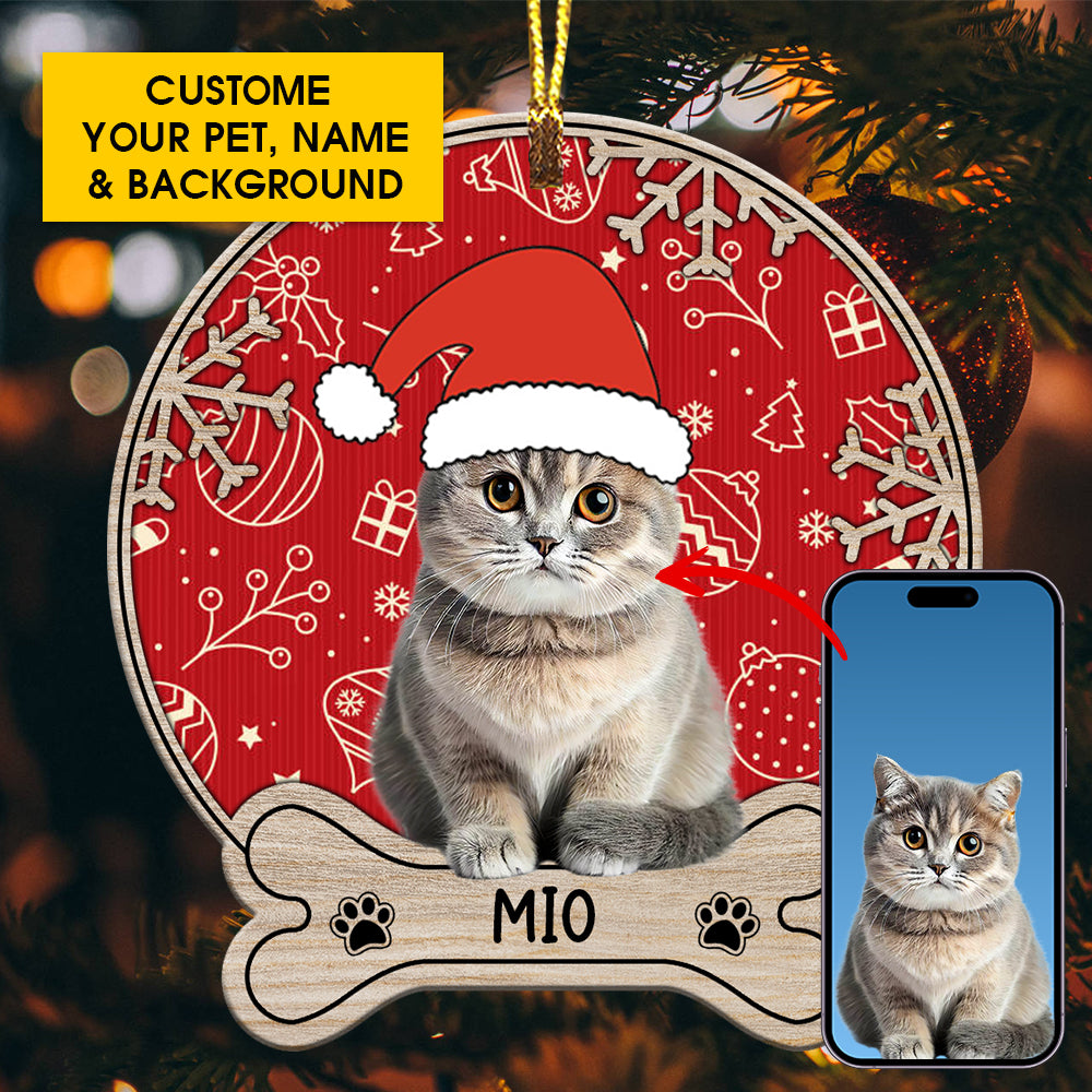 Cute Pet Photo  - Custom Photo And Name, Personalized Acrylic Ornament - Gift For Pet Lover