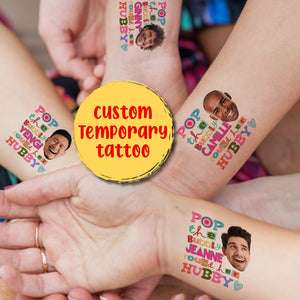 Custom Temporary Tattoo With Personalized Photo, Fake Tattoo, Gift For Husband Wife