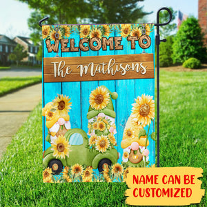 Personalized Welcome Garden Flag, Sunflower Home Garden Flag with Custom Name