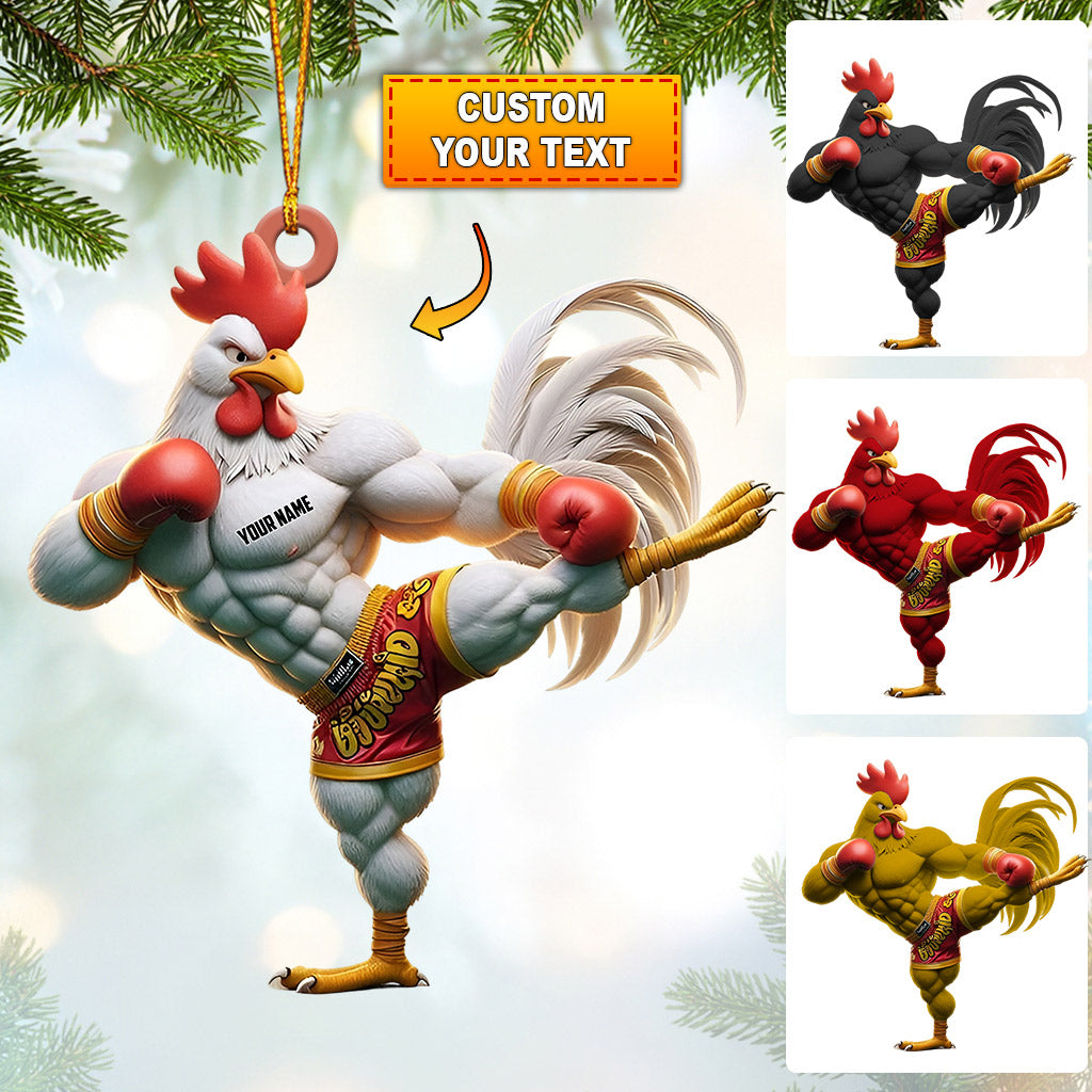 Chicken Muay Thai Christmas Ornament, Personalized Ornament