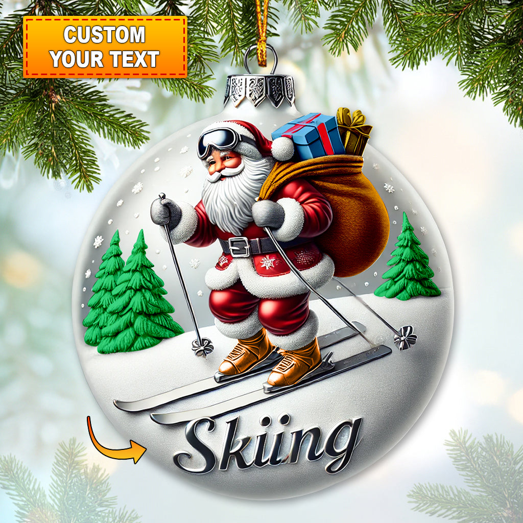 Custom Ornament, Christmas Santa Skiing Ornament, Christmas Decor