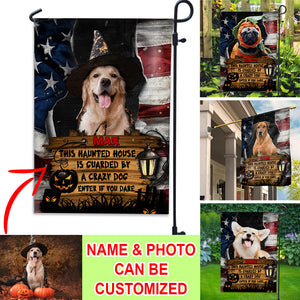 Personalized Halloween Dog, American Flag, Custom Dog Photo Garden Flag