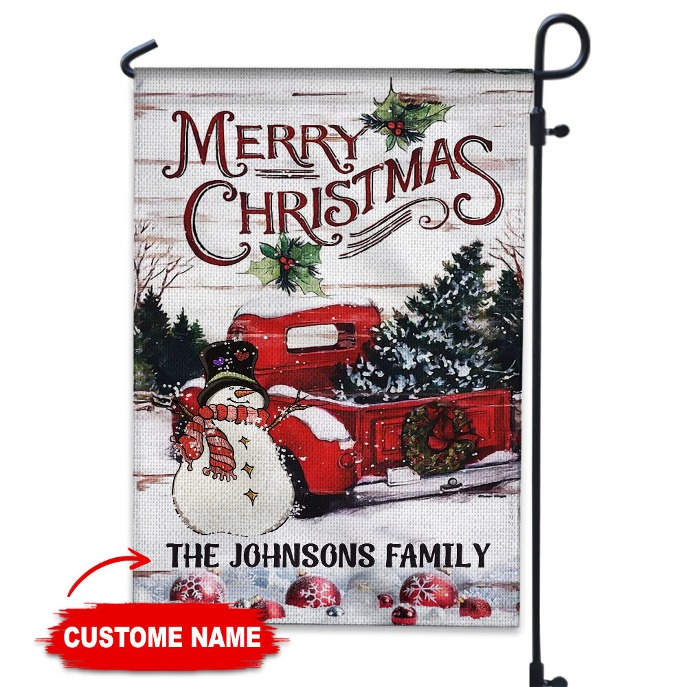 Merry Christmas Family Name - Personalized Flag - Gift For Family, Christmas Gift