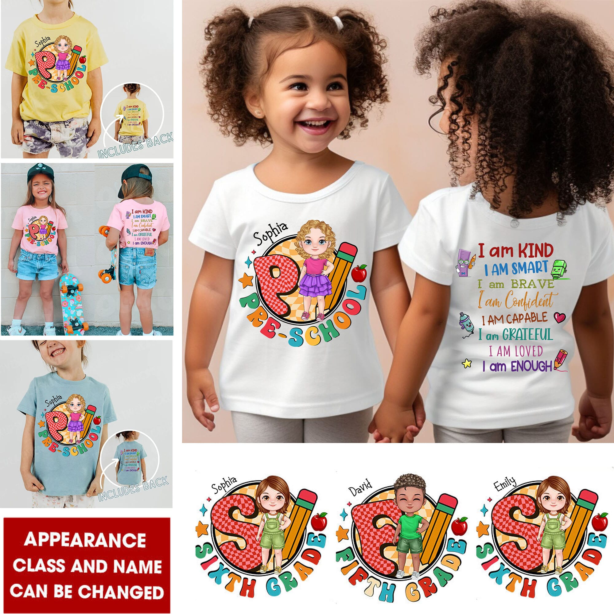 Personalized 'I Am' Tee - Custom Appearance And Name - Personalized 2 Side T-Shirt - Gifts for Kids!