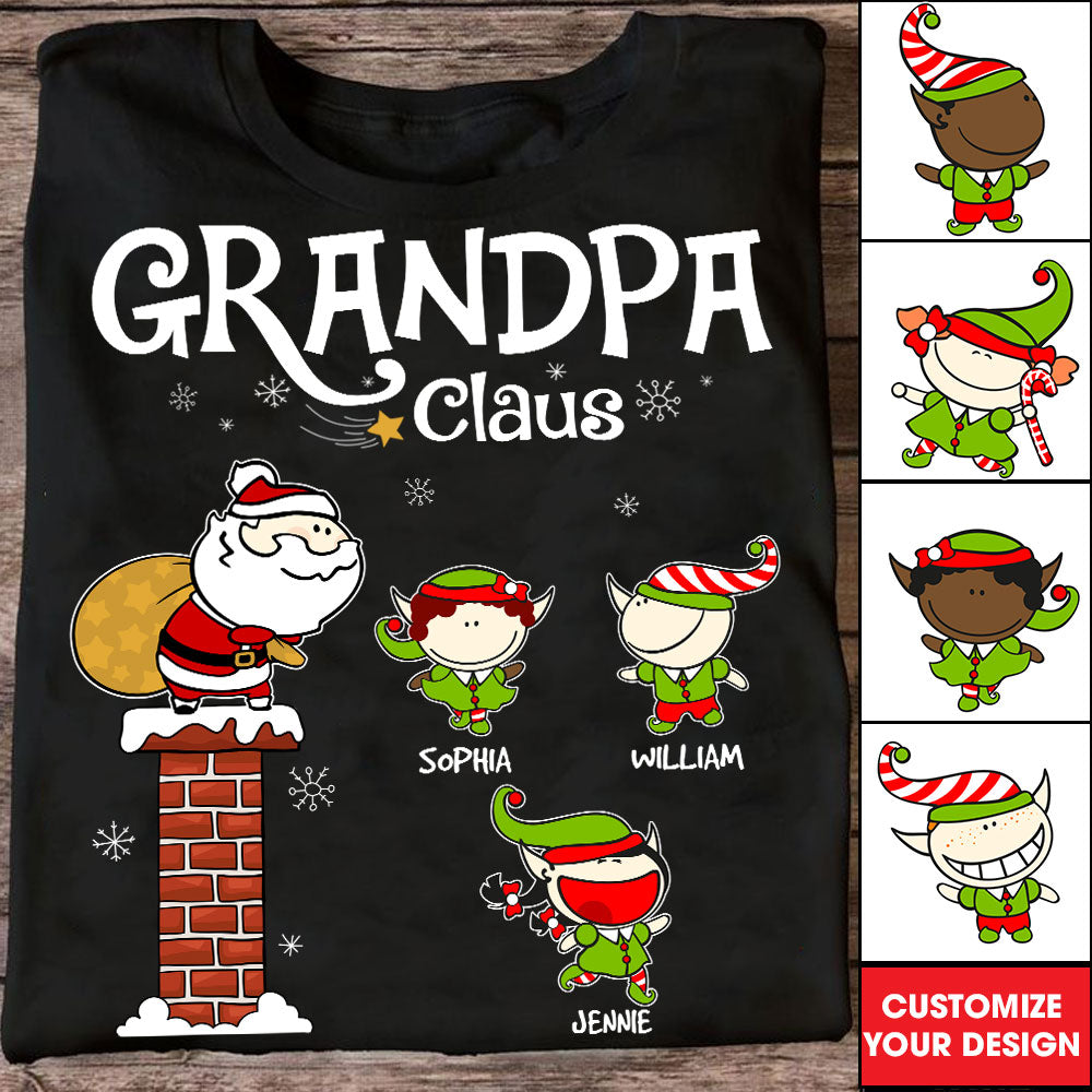 Christmas Gift For Grandpa Santa - Custom Appearance And Name - Personalized T-Shirt - Family Gift