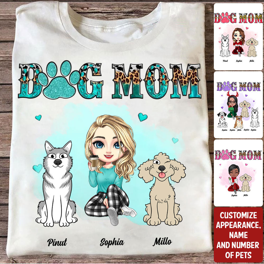 Dog Mom Shirt - Custom Appearance Pets And Names - Personalized T-Shirt - Gift For Pet Lover