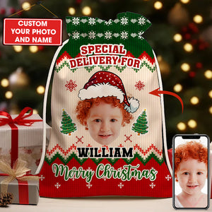 Special Delivery For Kid Personalized Christmas String Bag