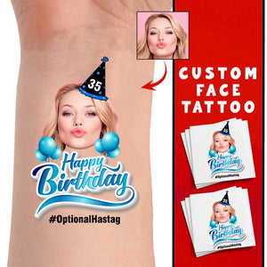 It's Birthday Tattoo, Custom Photo And Text Temporary Tattoo, Personalized Tattoo, Fake Tattoo