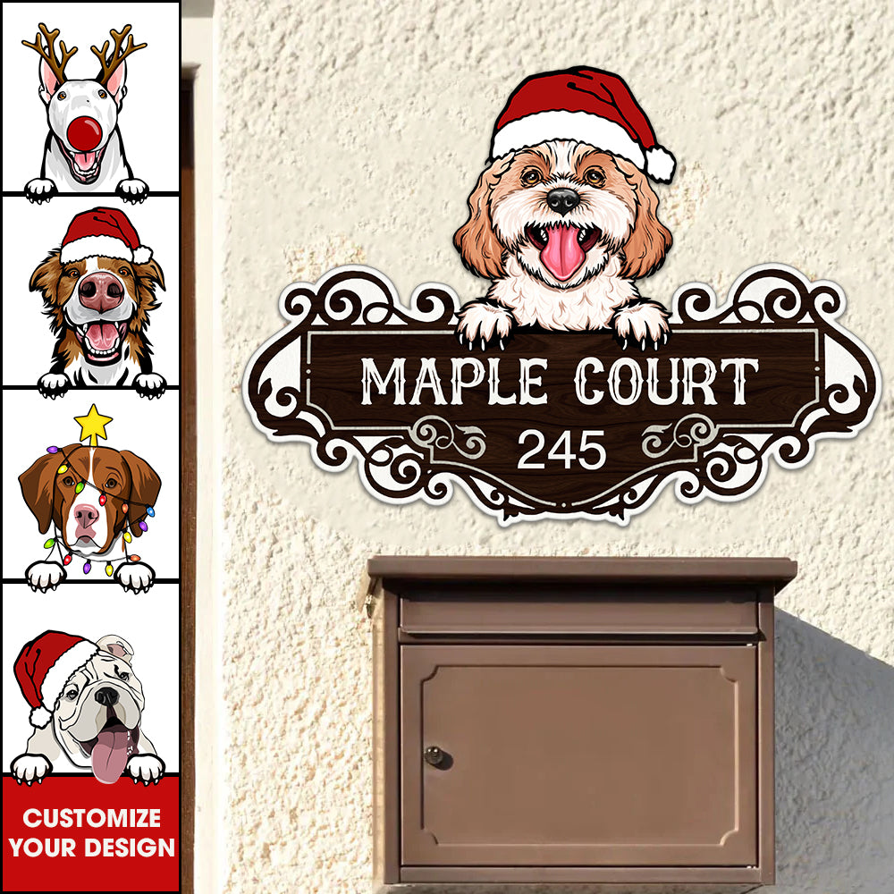 Merry Christmas - Colorful Dog Cat Address Sign - Personalized Metal Sign - Gift For Pet Lover