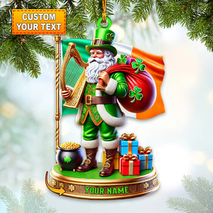 Green Santa Ornament, Personalized Ornament