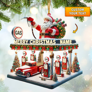 Gas Station Merry Christmas Ornament, Personalized Ornament