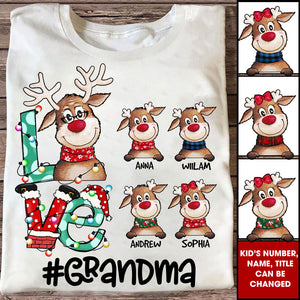 Christmas Gift For Grandma Reindeer - Custom Appearance And Name - Personalized T-Shirt - Family Gift