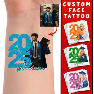 Graduation Tattoo Gift Custom Photo And Text Temporary Tattoo, Personalized Tattoo, Fake Tattoo