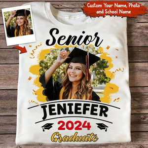 Senior Custom Photo, Name And Year, Graduation - Gift For Graduation - Personalized T-Shirt