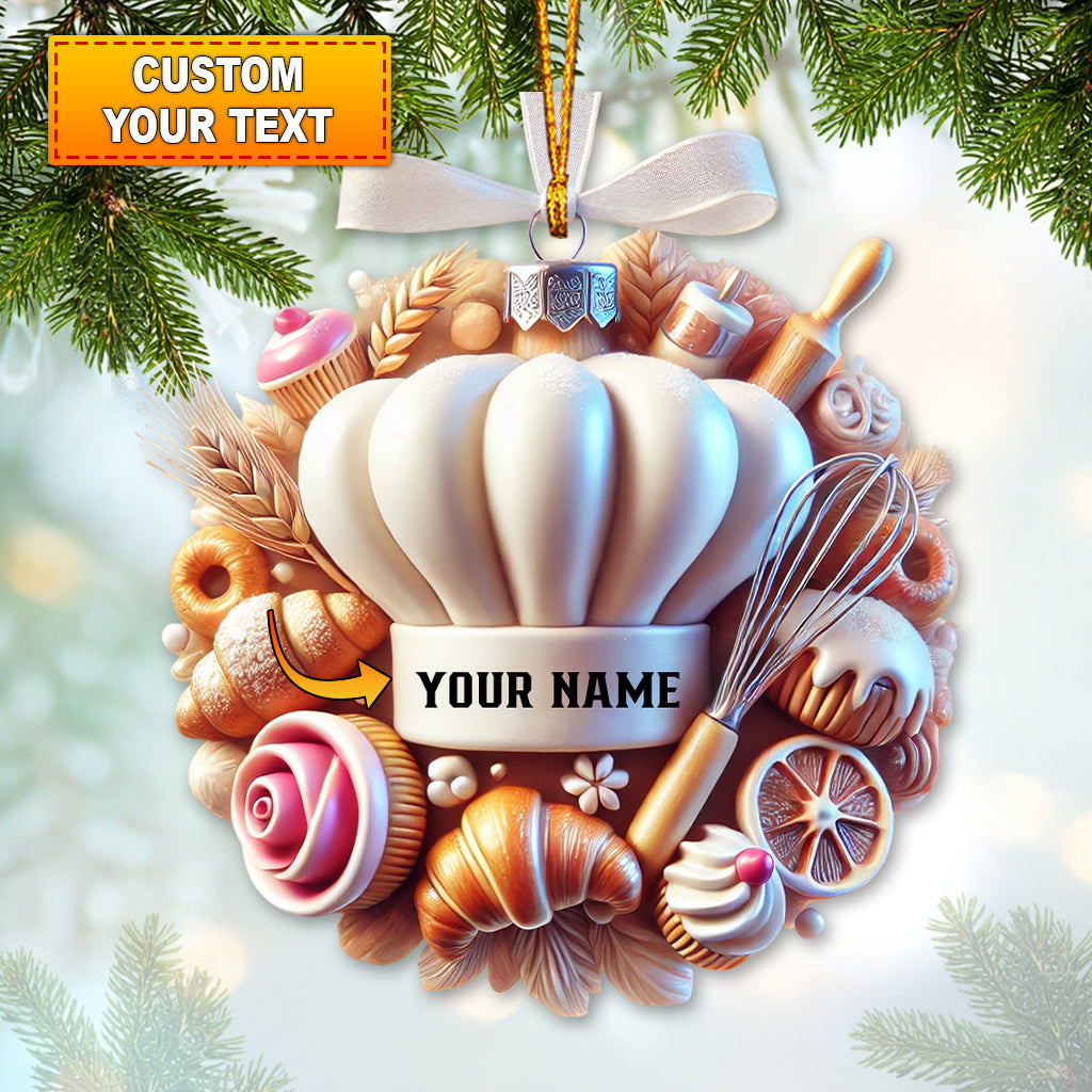 Custom Name Ornament, Christmas Sweet Chef