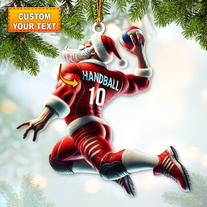 Custom Number Handball Santa Ornament, Christmas Gift for Handball Lover