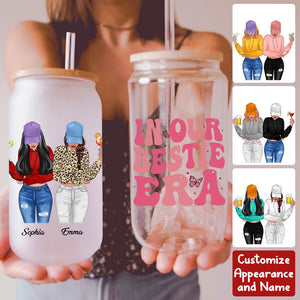 In Our Bestie Era - Personalized Glass Bottle, Frosted Bottle, Gift For Girl Friendship