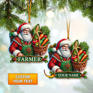 Custom Name Ornament, Santa Farmer