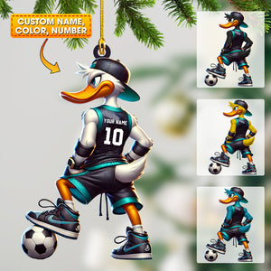 Football Duck Christmas Ornament, Personalized Ornament