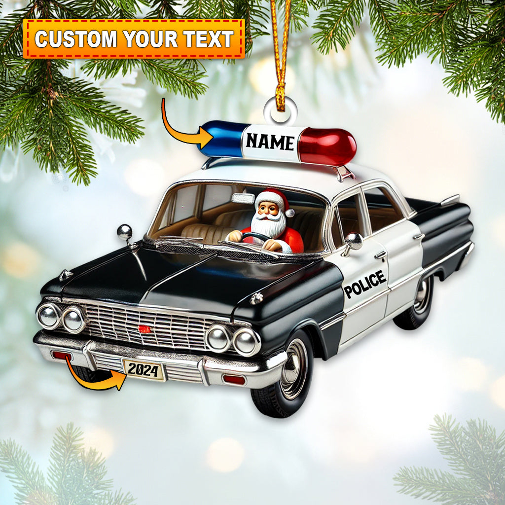 Santa Driver Police Car Christmas Ornament, Personalized Ornament