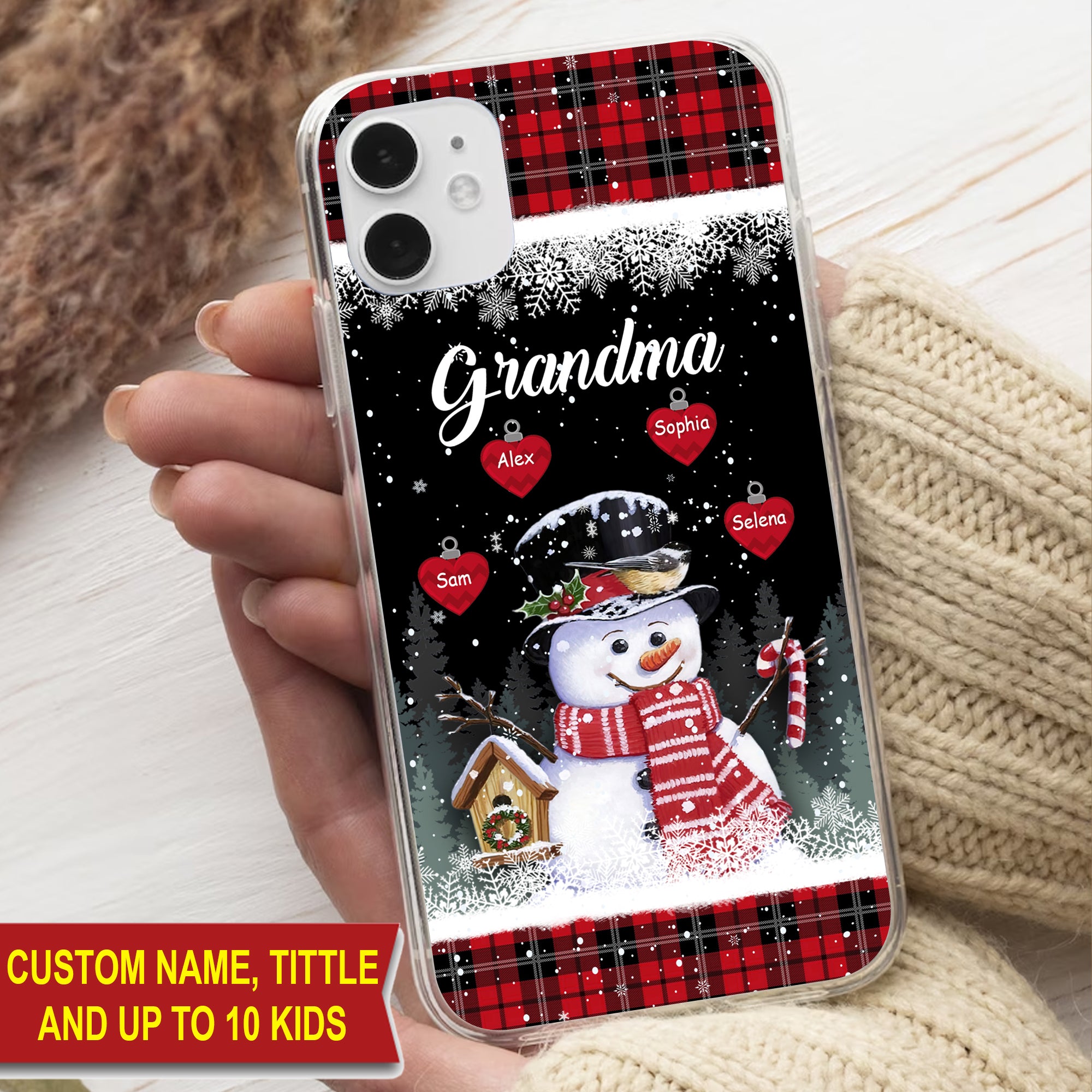 Christmas Grandma, Custom Title And Names - Personalized Phone Case, Gift For Family