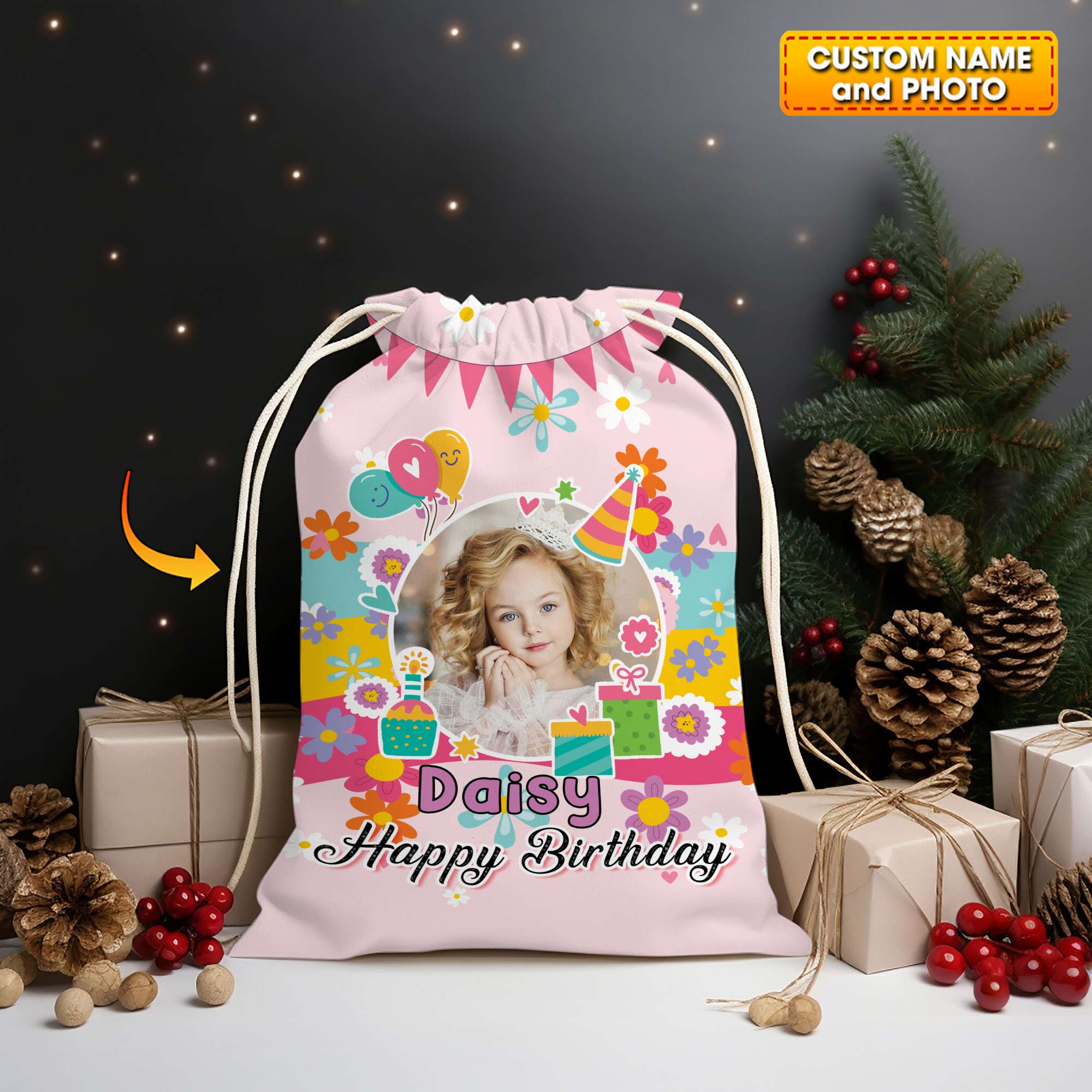 Birthday Party Bag Personalized Christmas String Bag