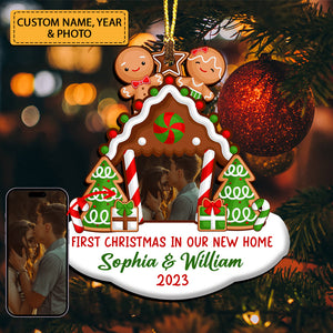 First Christmas In Our New Home - Custom Photo, Names And Year, Personalized Acrylic Ornament - Gift For Christmas, Gift For Couple