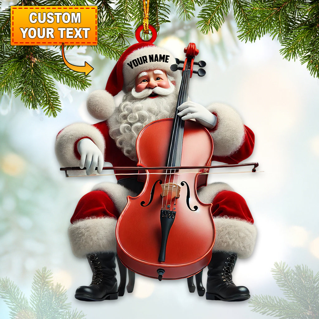 Upright Bass Santa Home Decor Christmas Ornament, Personalized Ornament