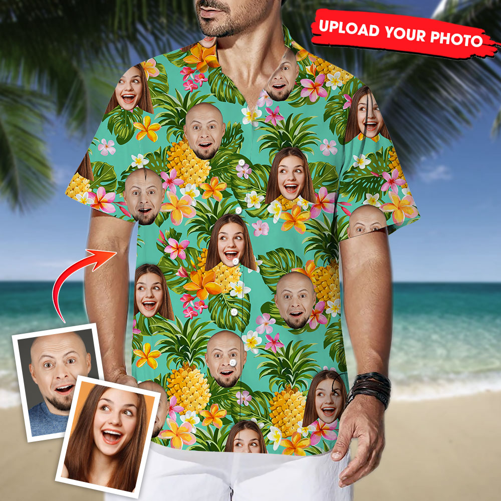 Personalized Hawaiian Shirt, Custom Photo Pineapple Decor