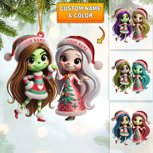 Chibi Women Christmas Home Decor Christmas Ornament, Personalized Ornament