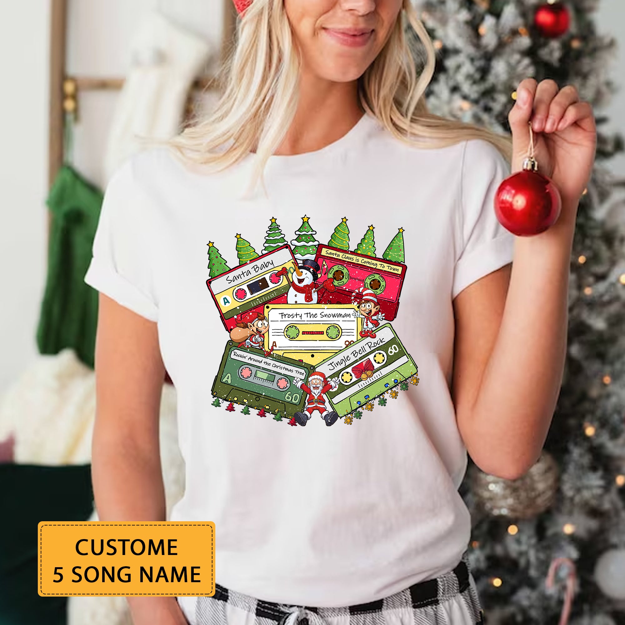 Christmas Song With Cassette Tape - Personalized T-Shirt - Gift For Family, Christmas Gift