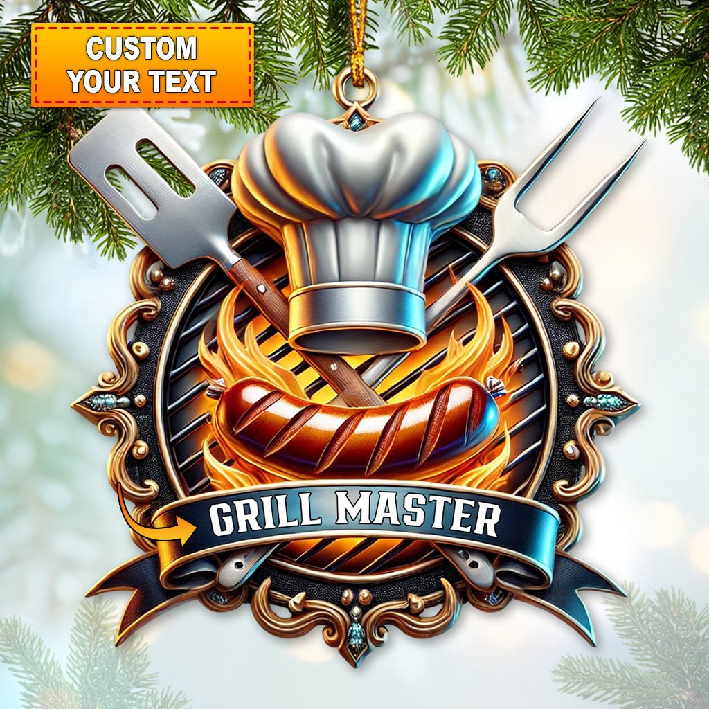 Custom Name Grill Master Ornament, Christmas Gift for Grill Master