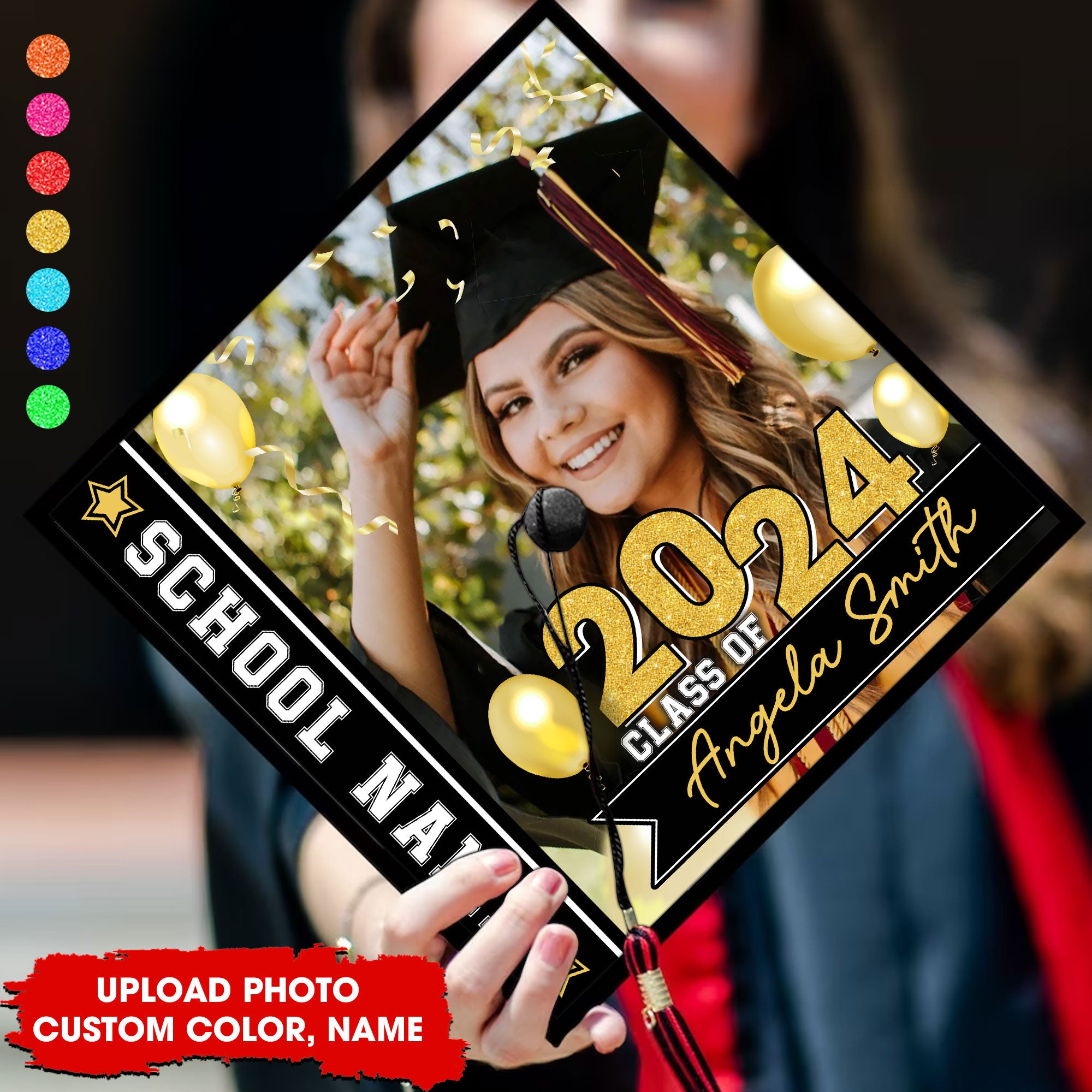 Class Of 2024 - Custom Name Grad Cap Topper - Personalized Customized Graduation Cap, Graduation Gift