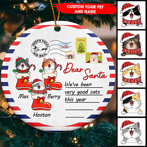 Dear Santa We've Been Very Good Cats This Year - Personalized Christmas Ceramic Ornament - Gift For Cat Lover