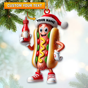 Hotdog Home Decor Christmas Ornament, Personalized Ornament