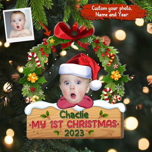 My Baby First Christmas  - Custom Photo And Name, Personalized Acrylic Ornament - Gift For Christmas, Family Gift