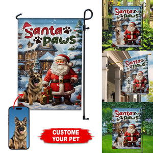 Santa Paws Pet Photo- Personalized Flag - Gift For Family, Gift For Pet Lover, Christmas Gift