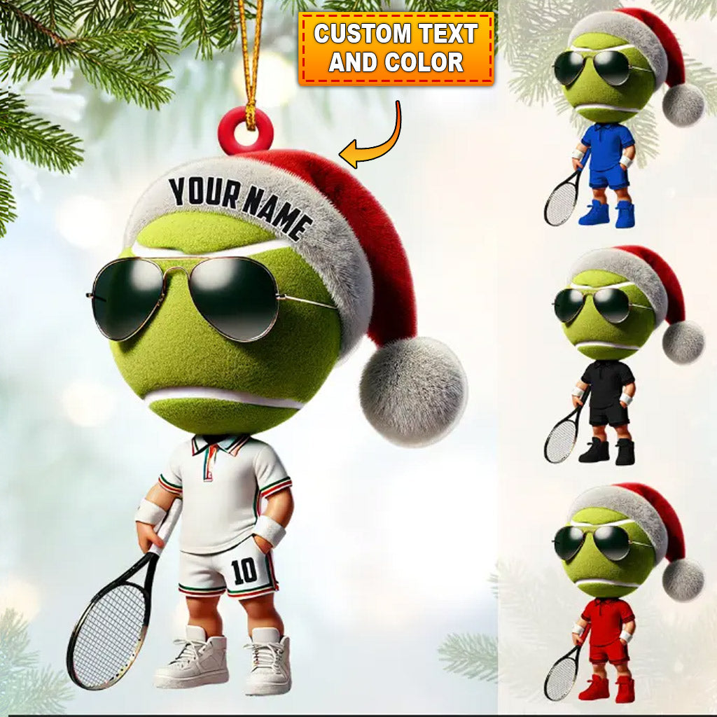 Cool Tennis Player Christmas Ornament, Personalized Ornament