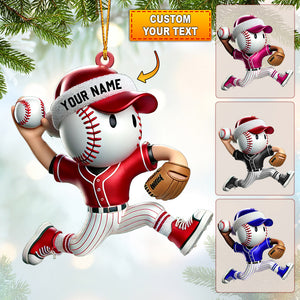 Baseball Player Christmas Ornament, Personalized Ornament