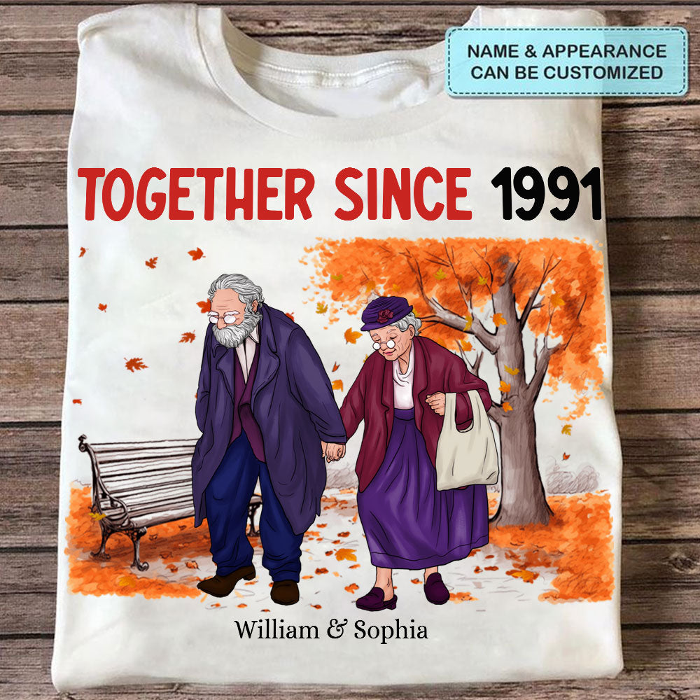 Old Couple Together Since, Custom Appearance And Names - Personalized T-Shirt - Gift For Family, Couple Gift